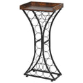 15-Bottle Freestanding Wine Rack with Glass Holder and Wooden Top