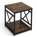 Industrial 2-Tier Side Table with Open Shelves - Brown