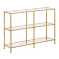 Modern 3-Tier Glass Console Table with Iron Frame - Gold Finish