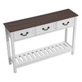 Rustic 47-Inch Console Table with Drawers & Shelf - Brown/White