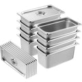 Stainless Steel Steam Pan Set - 8 Pans, 1/3 Size, 6-Inch Depth