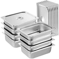 Half-Size Stainless Steel Steam Table Pans Set - 8 Pans, 4" Depth