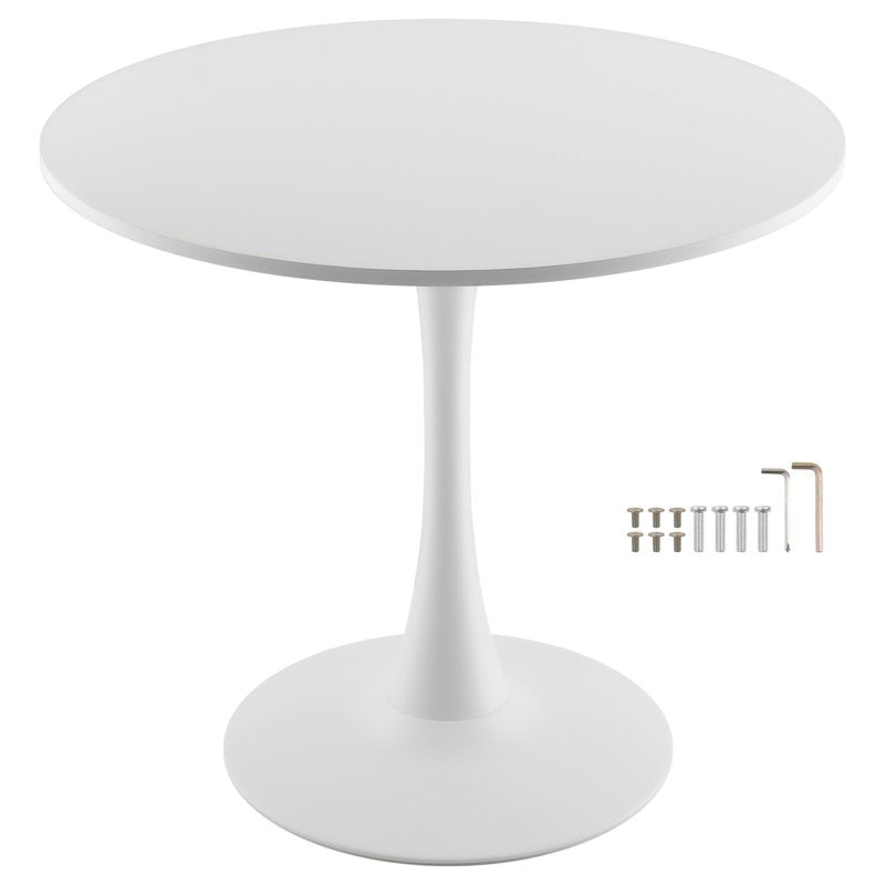 31.5-Inch Circular Wooden Dining Table for 2-4 - Flower Design