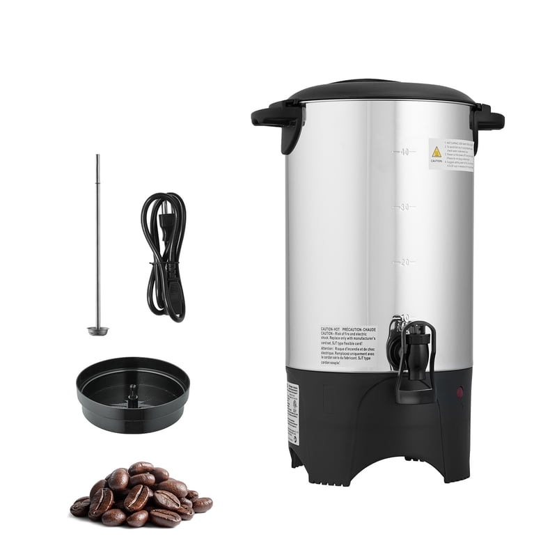 40-Cup Commercial Coffee Urn with No-Drip Faucet - Stainless Steel