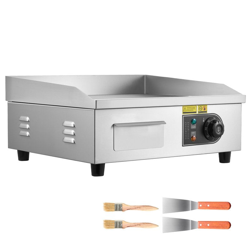 Commercial Electric Griddle - 17.72" x 11.81" Stainless Steel Flat Top Grill