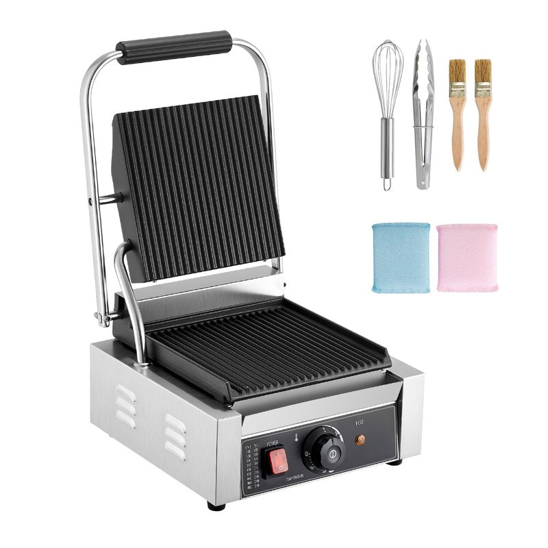 Electric Panini Grill Sandwich Maker - Stainless Steel, 1800W
