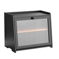 Double-Layer Bamboo Bread Box with Acrylic Wavy Door - Trapezoid 1