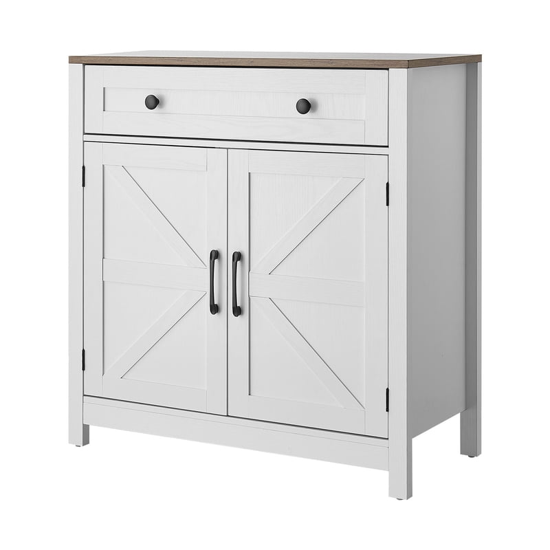Farmhouse Coffee Bar Cabinet with Drawer and Sliding Barn Doors
