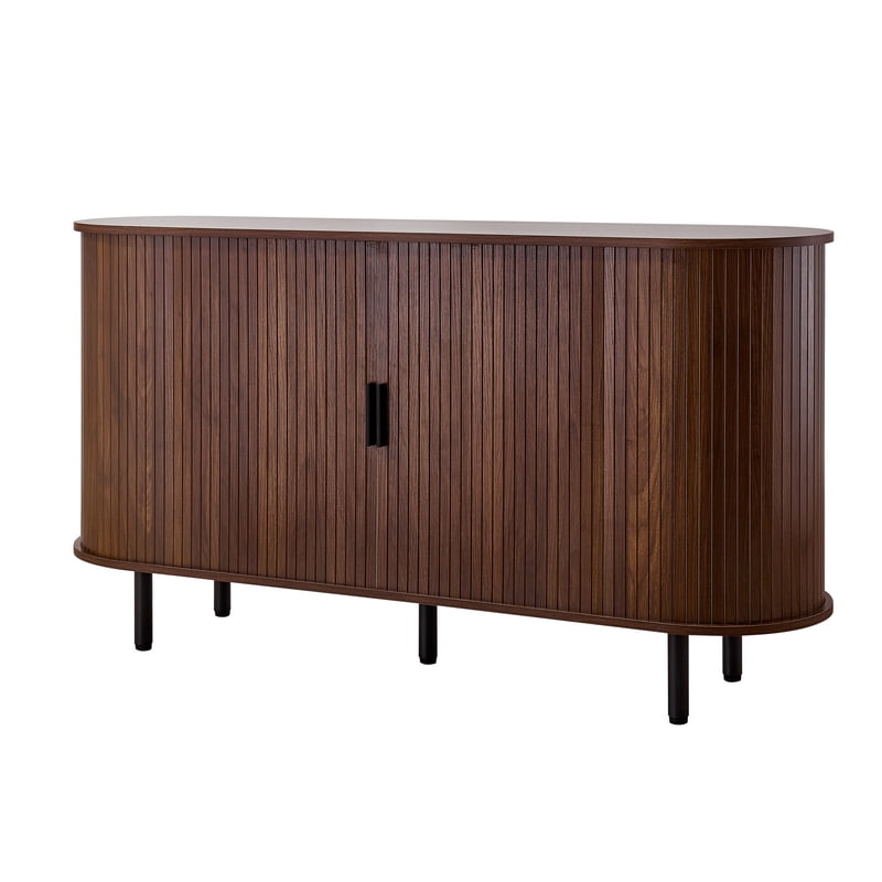 55-Inch Coffee Bar Cabinet with Sliding Doors - Walnut Finish