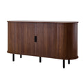 55-Inch Coffee Bar Cabinet with Sliding Doors - Walnut Finish