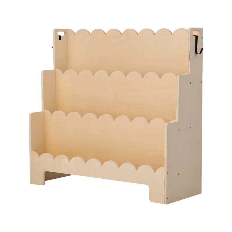 Montessori-Inspired 3-Tier Kids Bookshelf with Dual Hooks