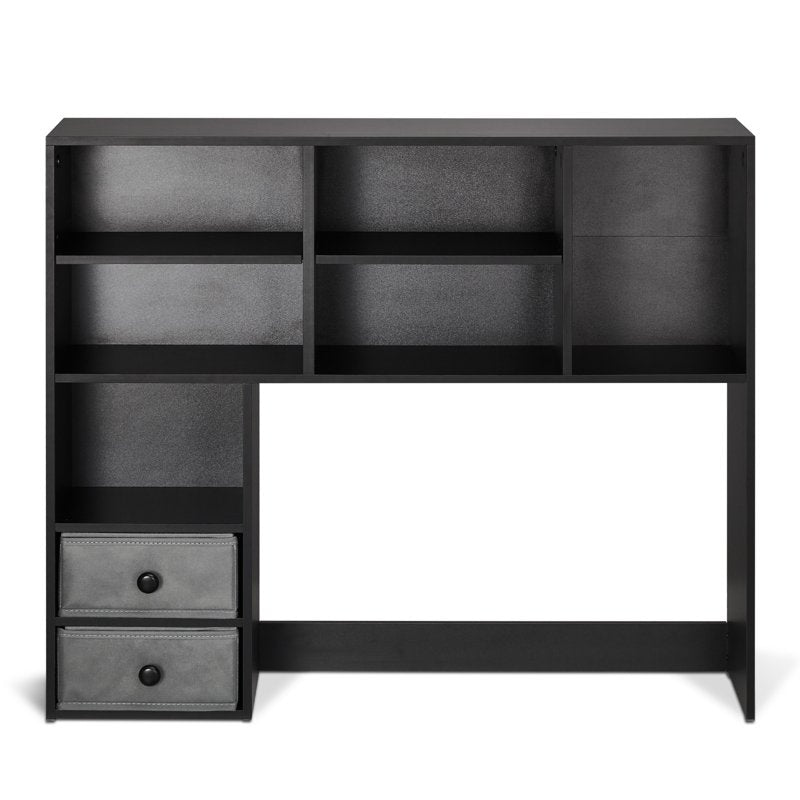Tri-Level Desktop Bookcase - Durable Wood Organizer with Storage Bins