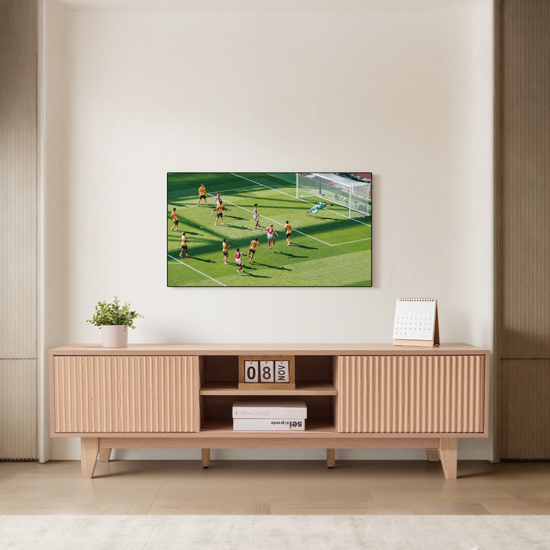 59-Inch TV Stand for TVs Up to 65 Inches - Natural Wood Finish