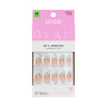 Medium Almond Press-On Nails in Neutral with Rhinestones - 32 Pieces