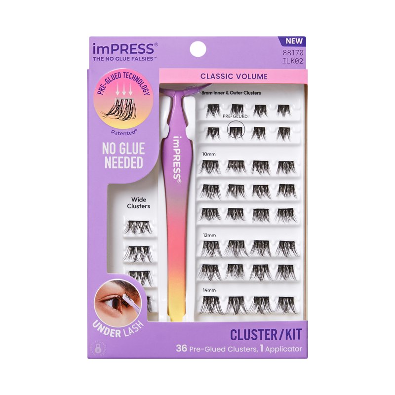 Press-On False Eyelash Clusters with Applicator - No Glue Required