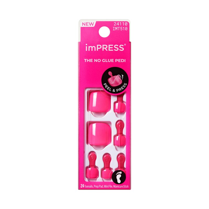 Press On Toenails, Pink Squoval Short, 24 Count - No Glue Needed