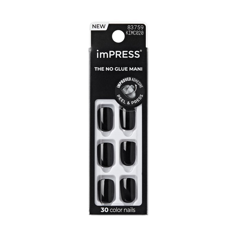 Black Short Squoval Press-On Nails - 30 Pieces