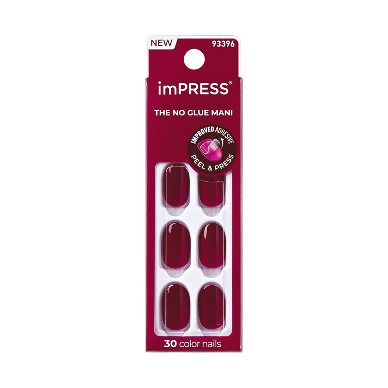 Short Oval Press On Nails - Solid Red, 30 Count