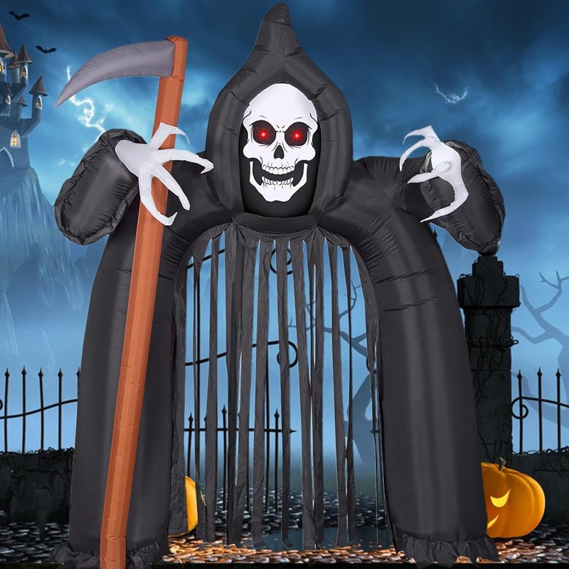 10FT Halloween Inflatable Ghost Archway with LED Lights for Outdoor Yard Decor