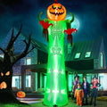 12FT Halloween Inflatable Pumpkin & Skeleton with LED Lights for Yard Decor