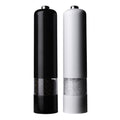 8-Inch Battery Operated Prefilled Salt & Pepper Grinder Set - Black & White
