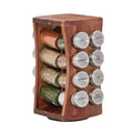 Acacia Wood Hourglass Spice Rack - 16 Prefilled Glass Jars