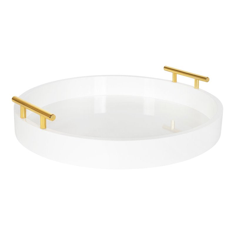 Modern Round Decorative Tray - 15.5" Diameter, White