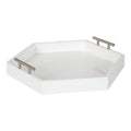 Hexagon Decorative Tray with Metal Handles - White