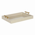 Decorative Wood Tray with Gold Metal Handles - Brown