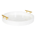 Modern Round Decorative Tray - 18" Diameter, White & Gold