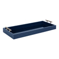Narrow Decorative Tray - 10 x 24, Navy Blue & Silver Accent Tray
