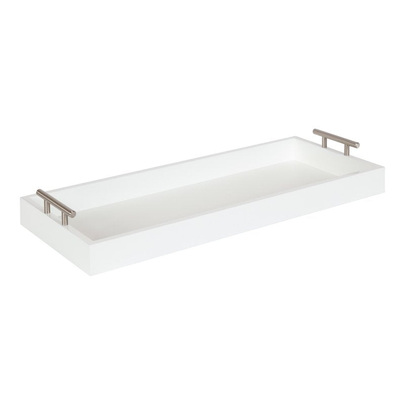 Decorative Tray - 10x24 Chic White & Silver Accent Tray