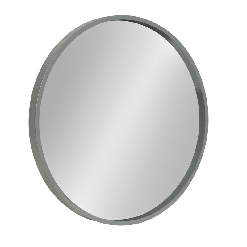 Round Wood Wall Mirror 21.6 Inch Diameter Gray Modern Home Decor