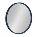 Round Wood Wall Mirror - 21.6" Diameter, Navy Blue - Modern Home Decor