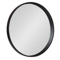 Round Wood Wall Mirror - 25.6 Inch Diameter Black Modern Home Decor