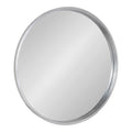 Round Wood Wall Mirror 31.5-inch Silver Frame - Modern Decorative Accent