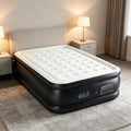 Queen Air Mattress with Built-In Pump - 18 Inch Inflatable Bed for Camping & Home Use - Black