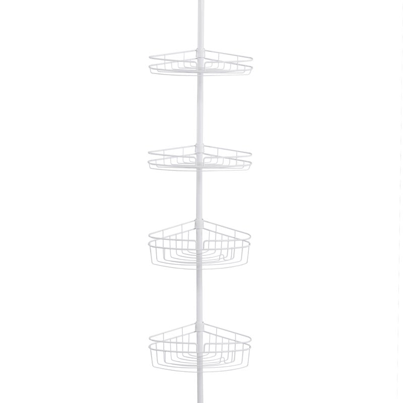 Kenney 4-Tier Spring Tension Shower Corner Caddy with Razor Holder - White