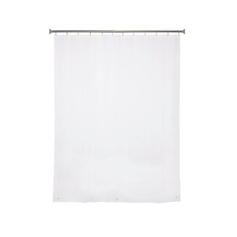 Kenney Medium Weight PEVA Shower Curtain Liner & Beaded Roller Ring Set - White, 70 x 72 Inches