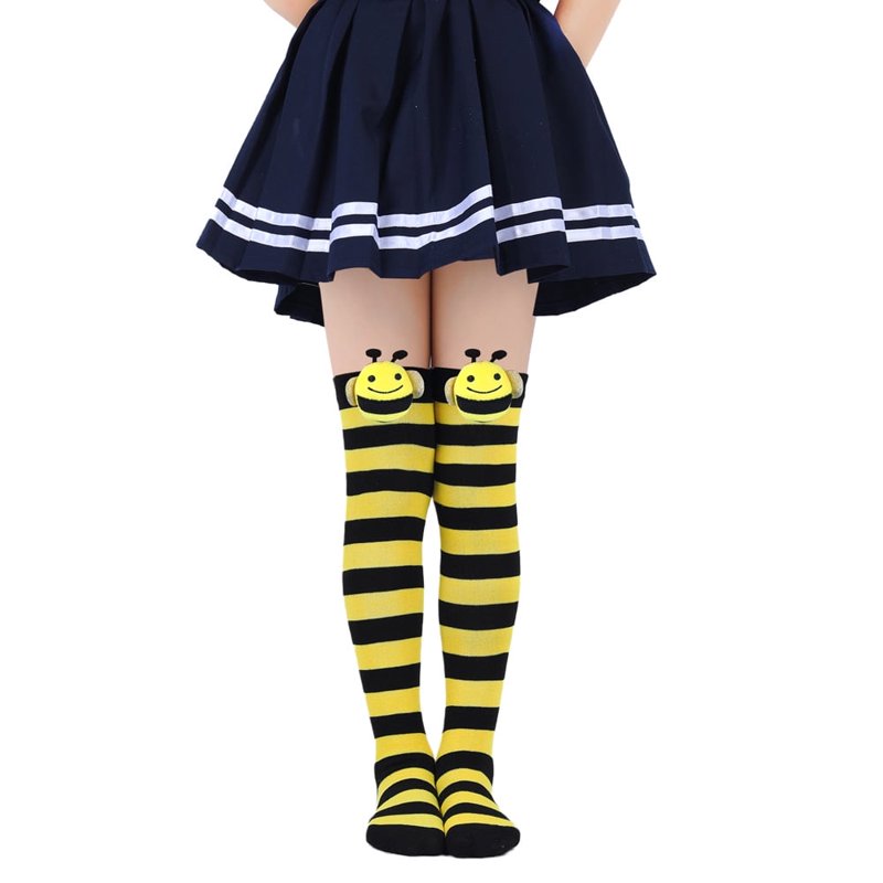 Kids Soccer Socks Toddler Knee High Stripe Socks 4-10 Years - Yellow 8#