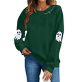 Women's Halloween Ghost Graphic Sweatshirt - Dark Green XL