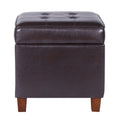 Square Tufted Storage Ottoman - Faux Leather Brown