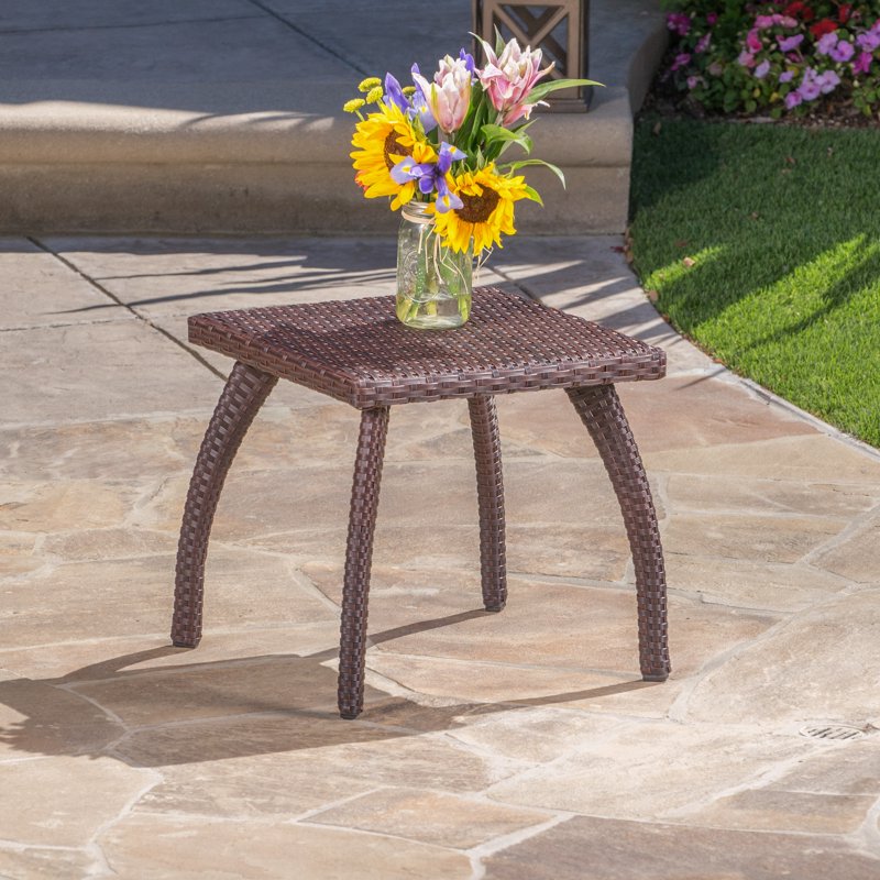 Outdoor Wicker Accent Table - Brown PE Finish