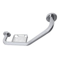 Angled Grab Bar with Soap Holder - 10x12 Inches Polished Stainless Steel, ADA Compliant