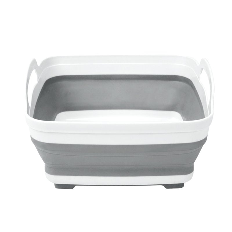 Self Draining Collapsible Plastic Wash Basin - Gray