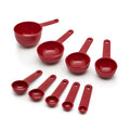 9-Piece Plastic Measuring Cups and Spoons Set - Red