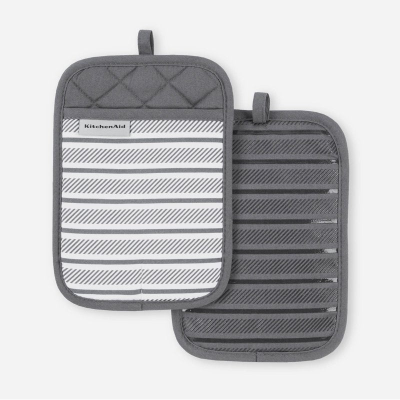 Pot Holders 2-Pack Set - Charcoal Grey, 7"x10"
