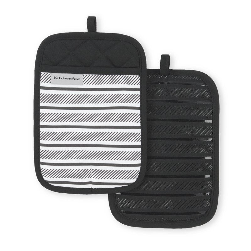 KitchenAid Albany Pot Holder Set - 2-Pack, Matte Black, 7"x10"