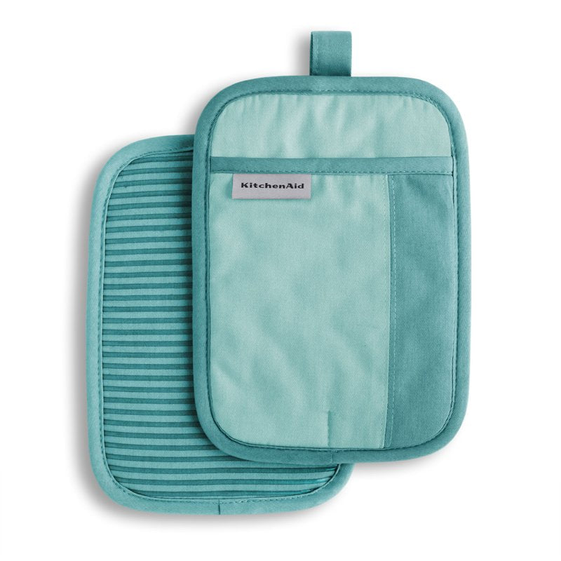 Heat-Resistant Pot Holder Set - Aqua Sky, 2-Pack, 7"x10"