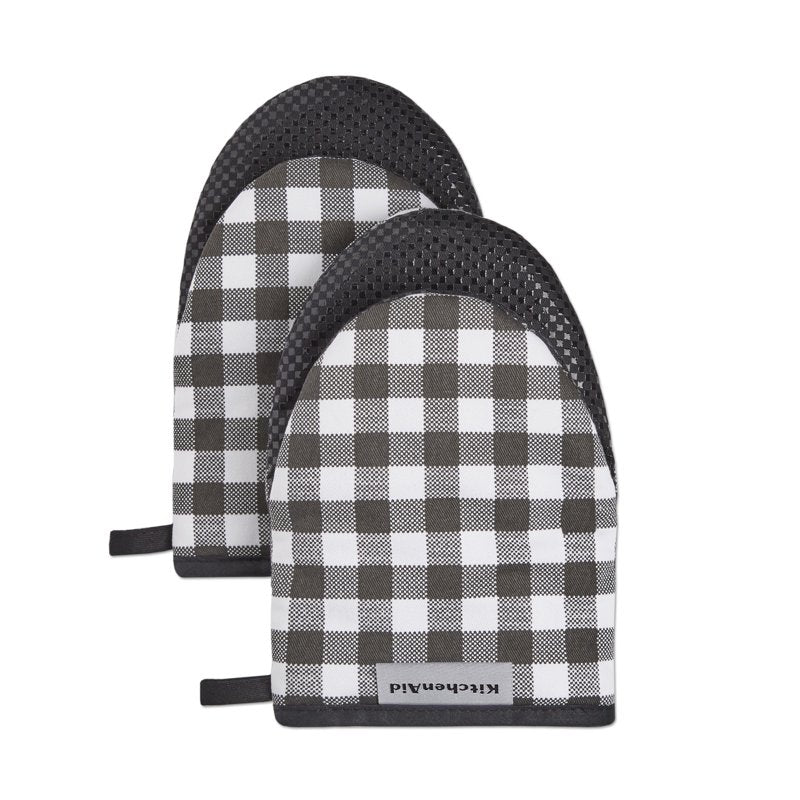 Mini Oven Mitt Set - Matte Black, 2-Pack, Heat Resistant